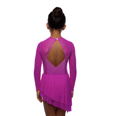 Eiskunstlauf Kürkleid Kleid Wettkampf pink elegant Rückenansicht mit Ausschnitt